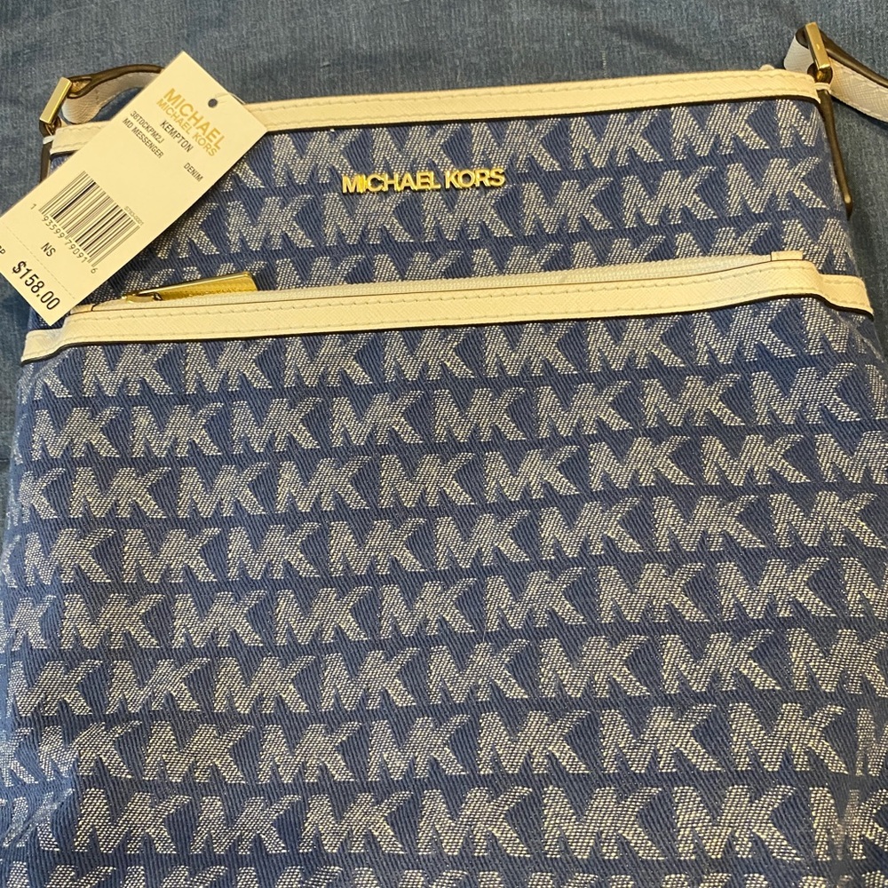 108 - NWT Michael by Michael Kors Kempton Denim Messenger Bag